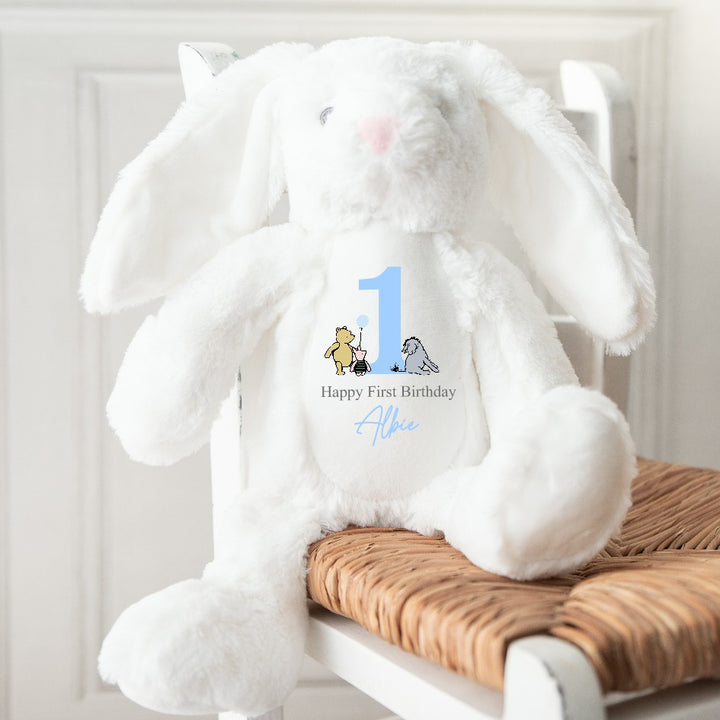 Personalised Blue Pooh Bear Birthday Bunny