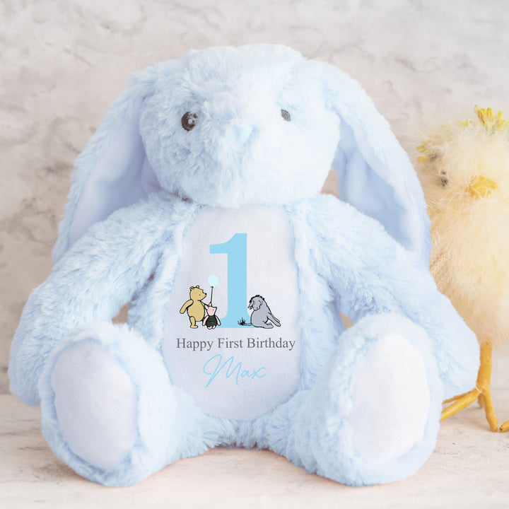 Personalised Blue Pooh Bear Birthday Bunny