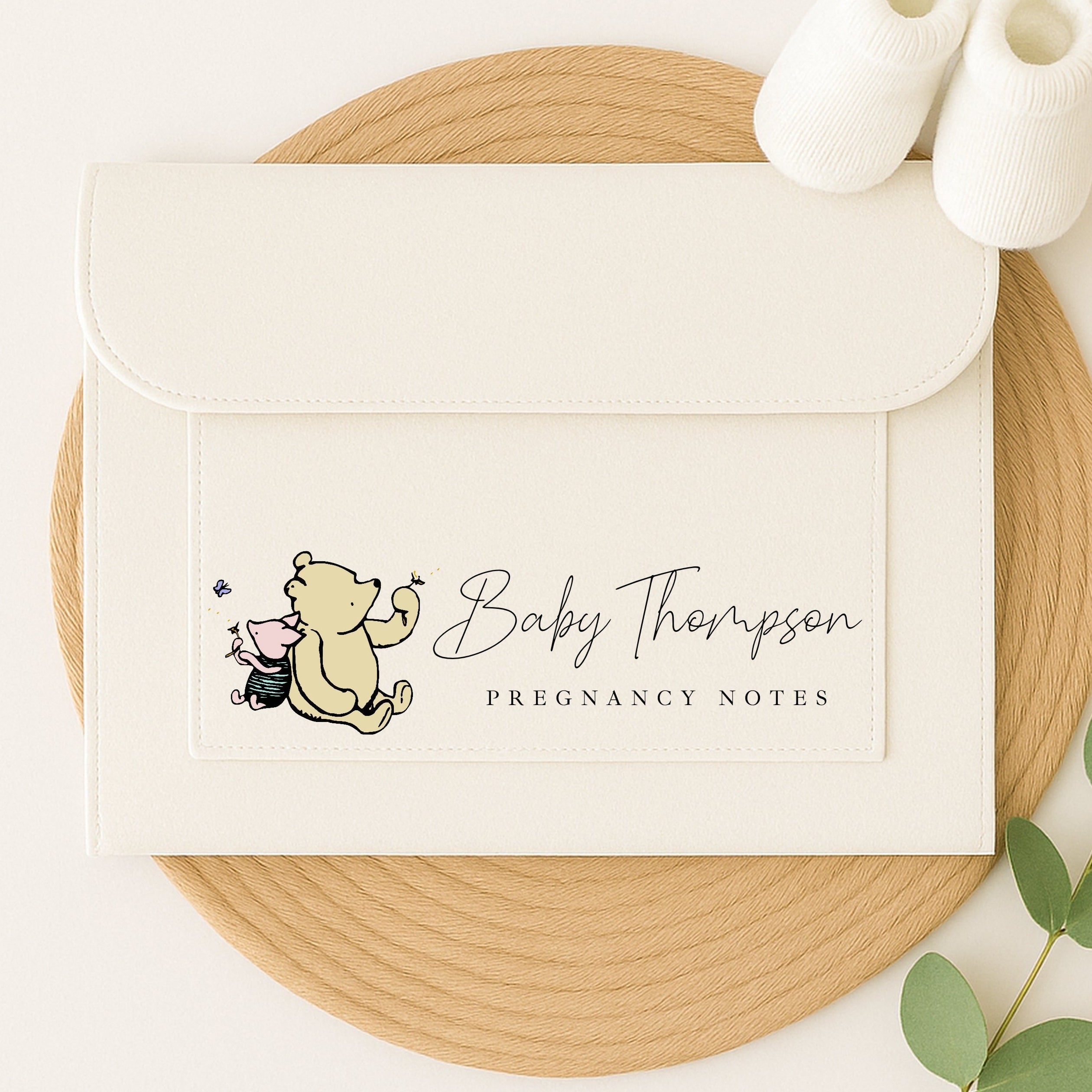 Personalised Pooh Bear Baby Pregnancy Notes Folder – allaboutthebump