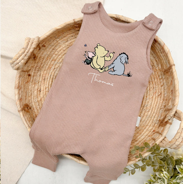 Personalised Classic Winnie The Pooh Ribbed Dungarees