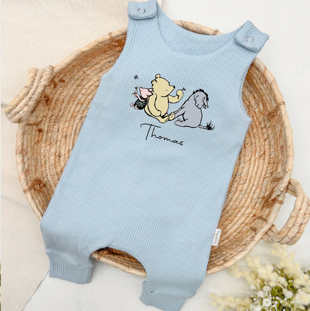 Personalised Classic Winnie The Pooh Ribbed Dungarees