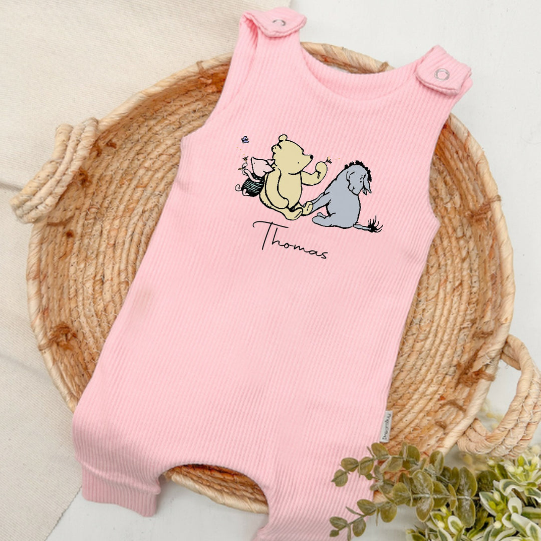 Personalised Pooh Bear Ribbed Dungarees