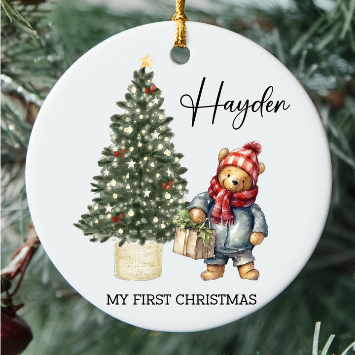 Personalised Pooh Bear My First Christmas Bauble