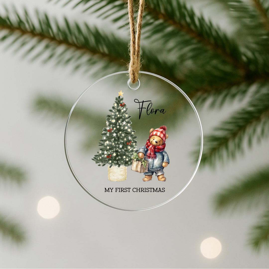 Personalised Pooh Bear My First Christmas Bauble