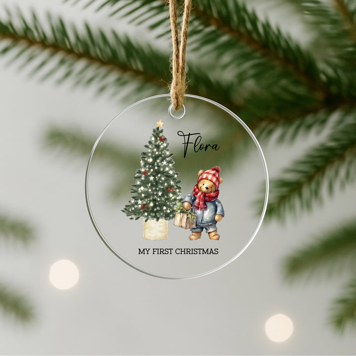 Personalised Pooh Bear My First Christmas Bauble