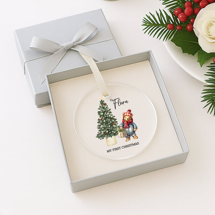 Personalised Pooh Bear My First Christmas Bauble