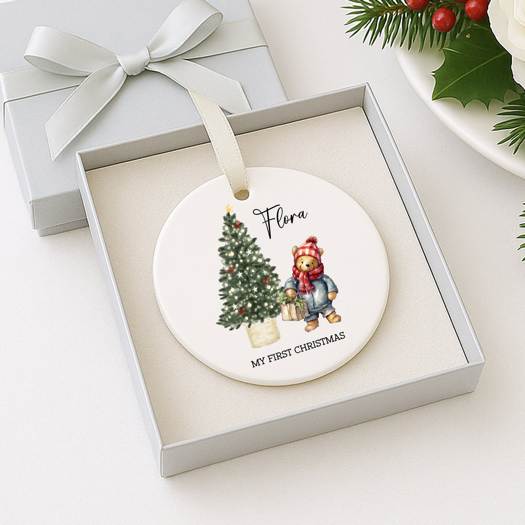 Personalised Pooh Bear My First Christmas Bauble