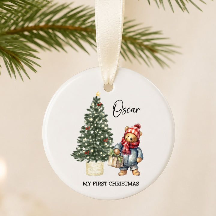 Personalised Pooh Bear Tree My First Christmas Bauble