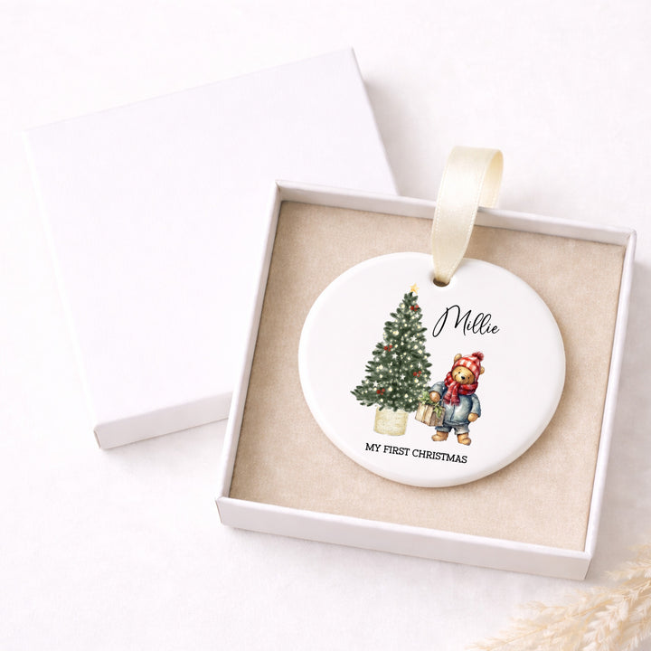Personalised Pooh Bear Tree My First Christmas Bauble