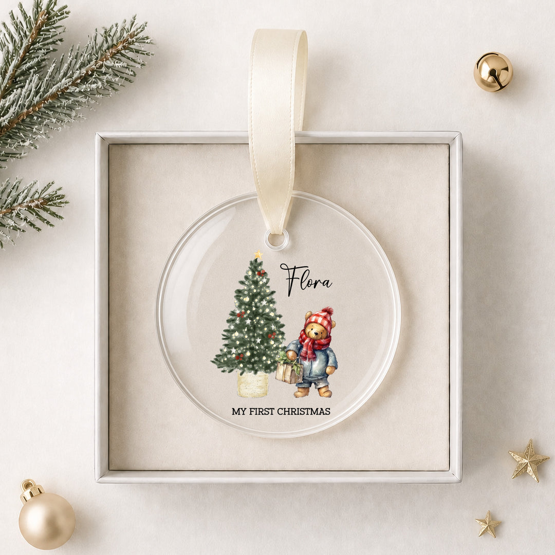 Personalised Pooh Bear Tree My First Christmas Bauble