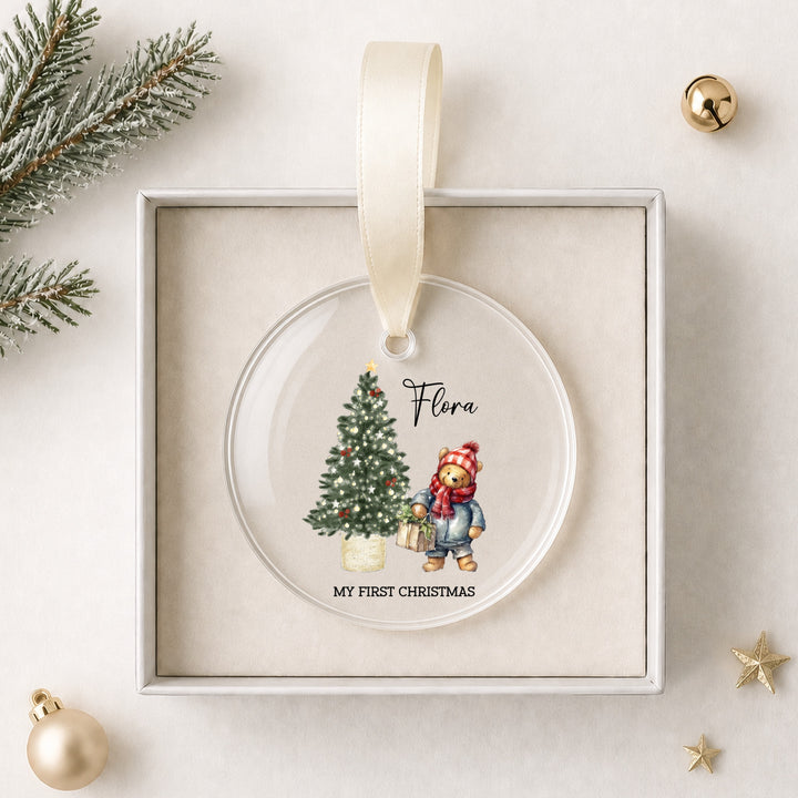 Personalised Pooh Bear Tree My First Christmas Bauble