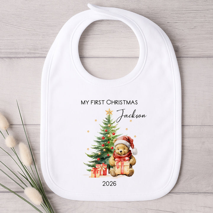 Personalised Pooh Bear My First Christmas Baby Grow, Vest or Bib