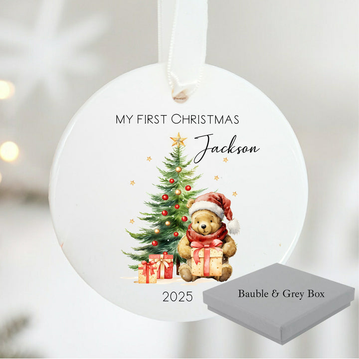 Personalised Pooh Bear My First Christmas Bauble