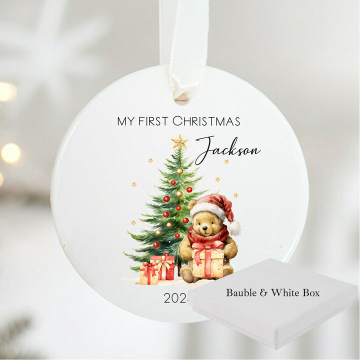 Personalised Pooh Bear My First Christmas Bauble