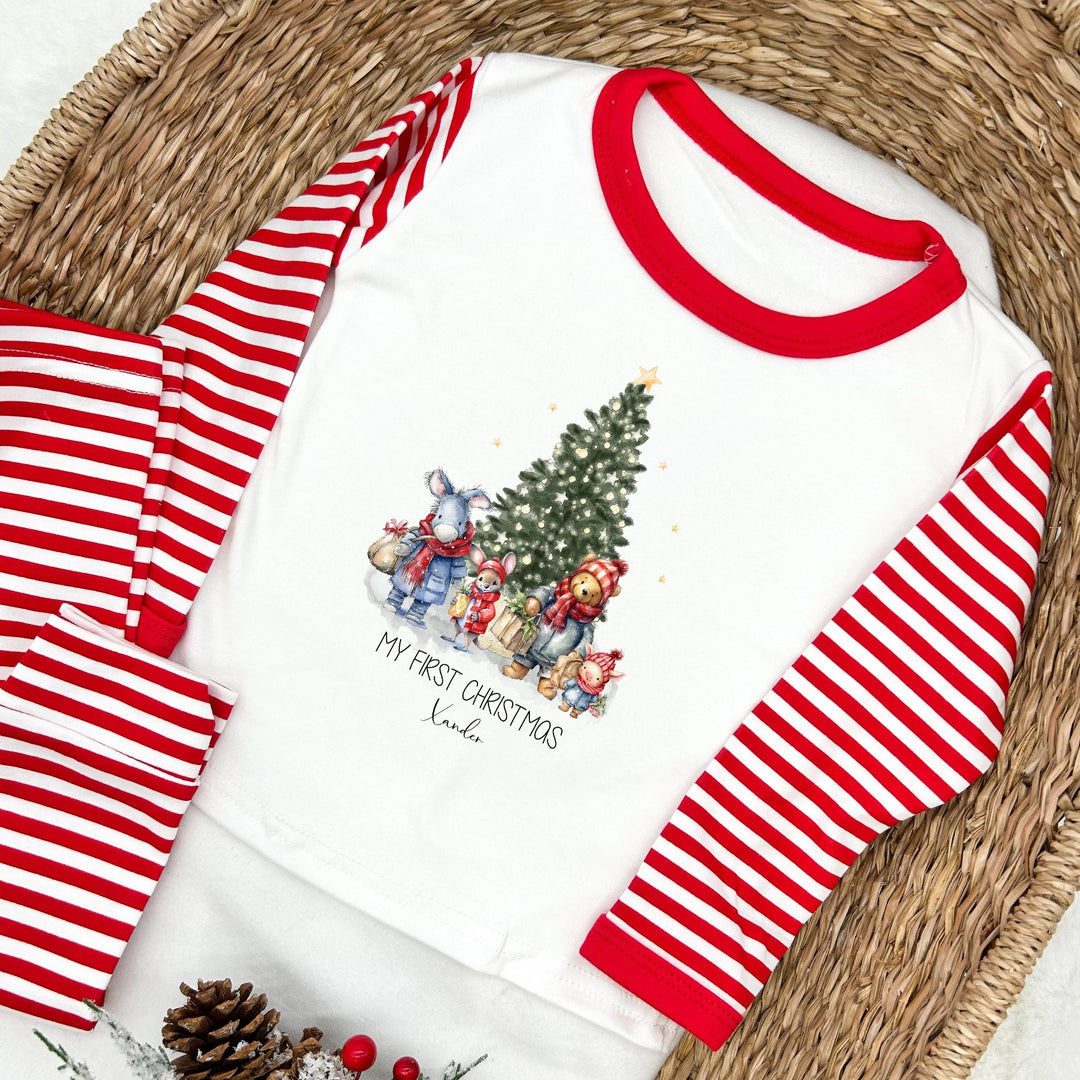 Personalised Classic Winnie the Pooh Christmas Scene Pyjamas