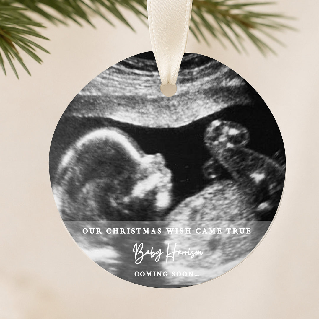 Personalised Baby Scan Our Christmas Wish Came True Bauble