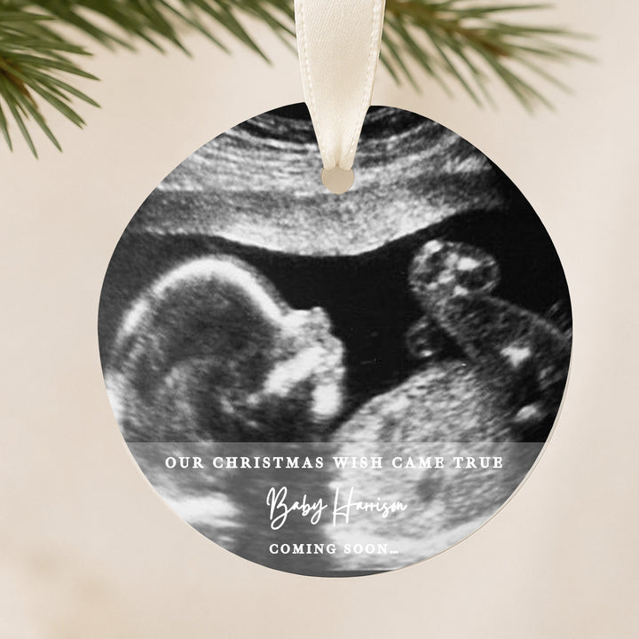Personalised Baby Scan Our Christmas Wish Came True Bauble