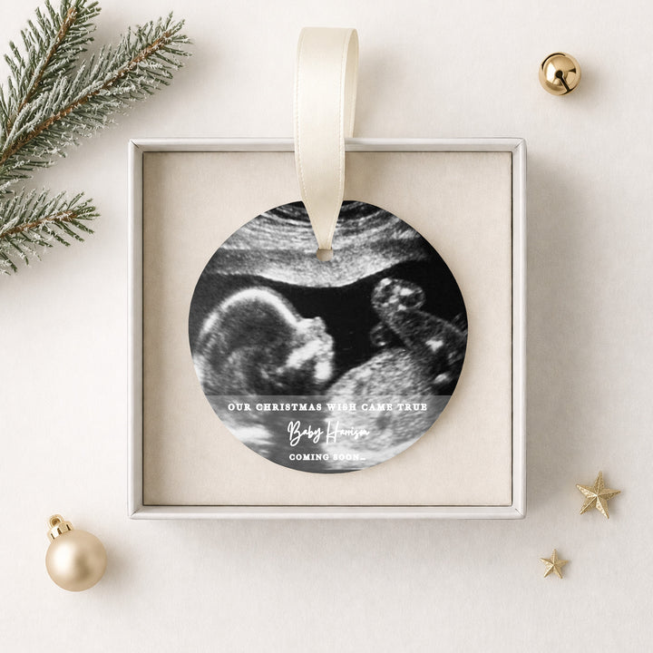 Personalised Baby Scan Our Christmas Wish Came True Bauble