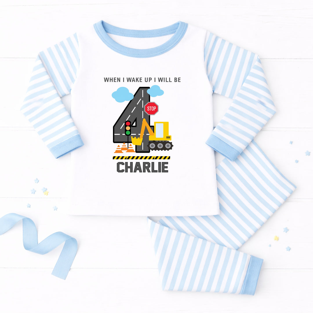Personalised Blue Digger Any Age Birthday Pyjamas