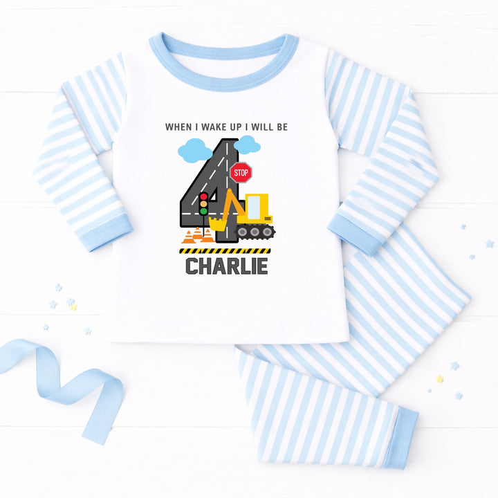 Personalised Blue Digger Any Age Birthday Pyjamas