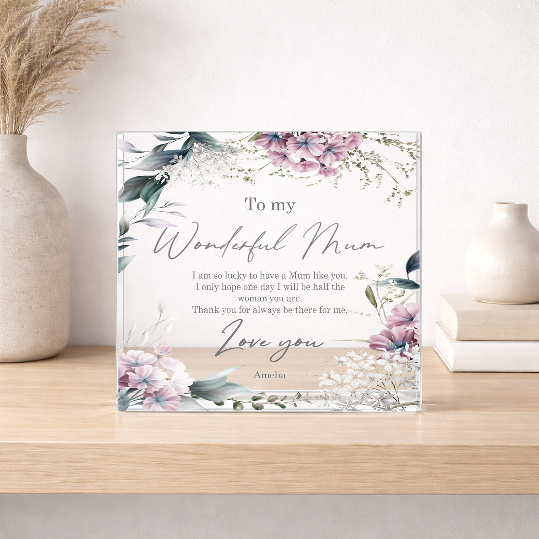 Personalised Wonderful Mum Acrylic Block