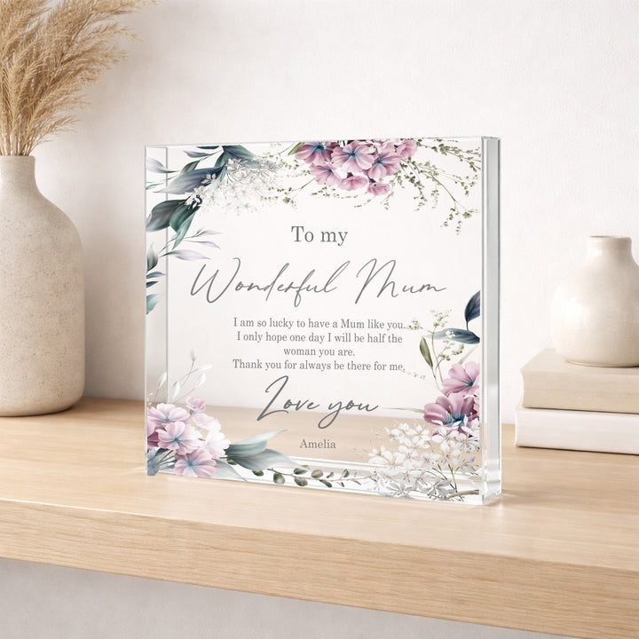 Personalised Wonderful Mum Acrylic Block