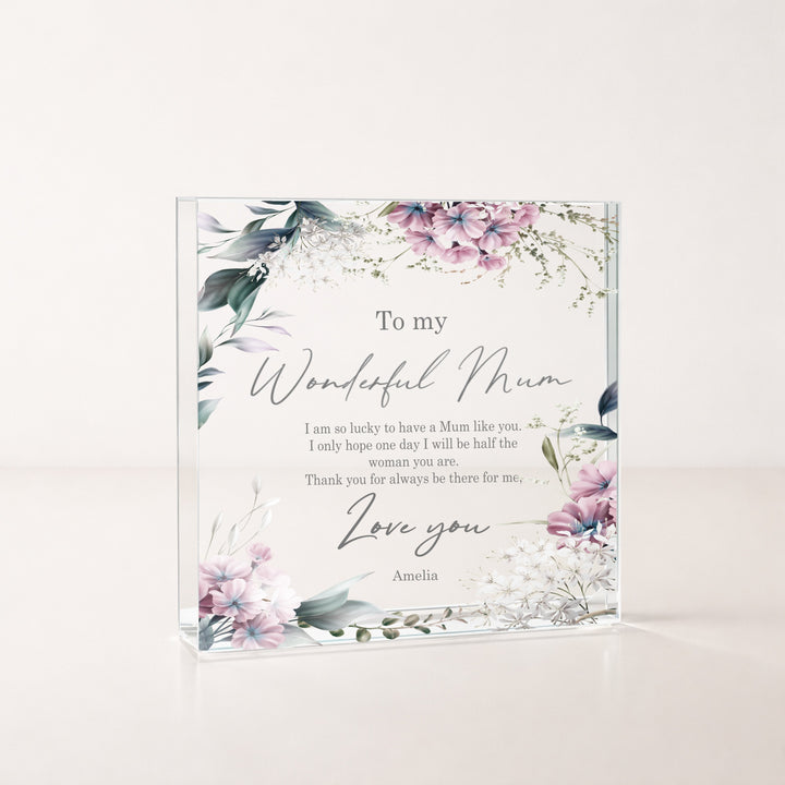 Personalised Wonderful Mum Acrylic Block