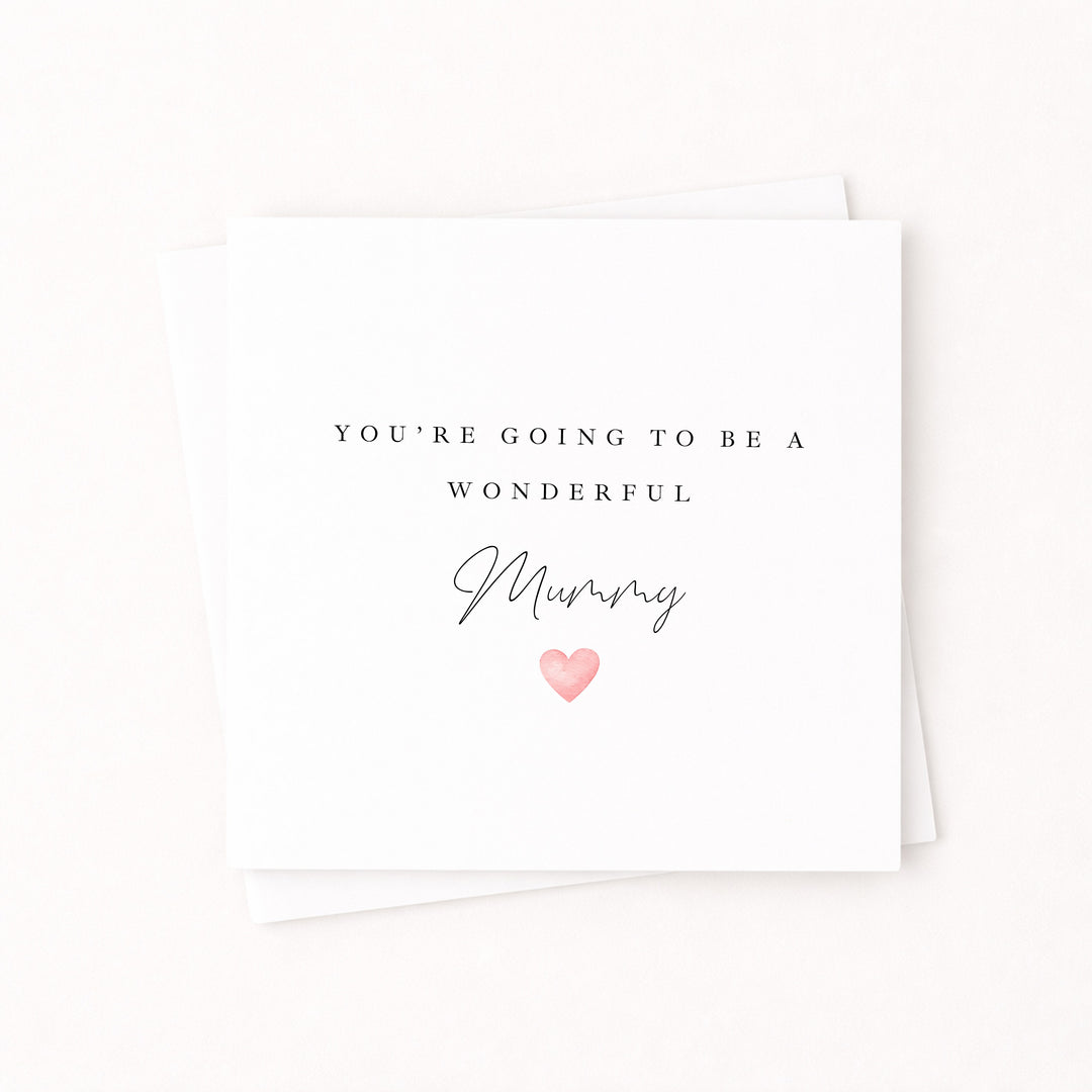 Wonderful Mummy Pink Heart Baby Shower Card