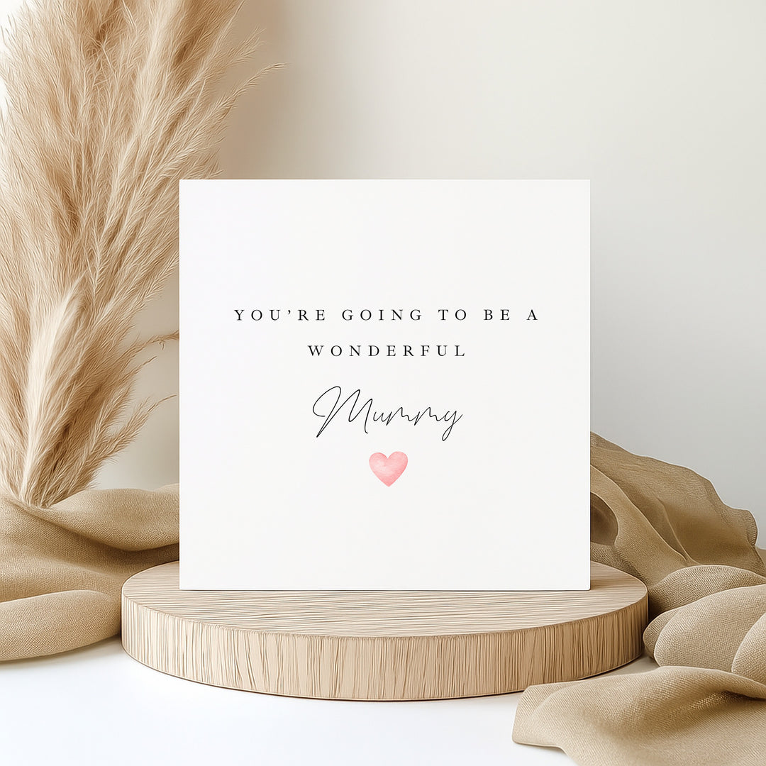 Wonderful Mummy Pink Heart Baby Shower Card