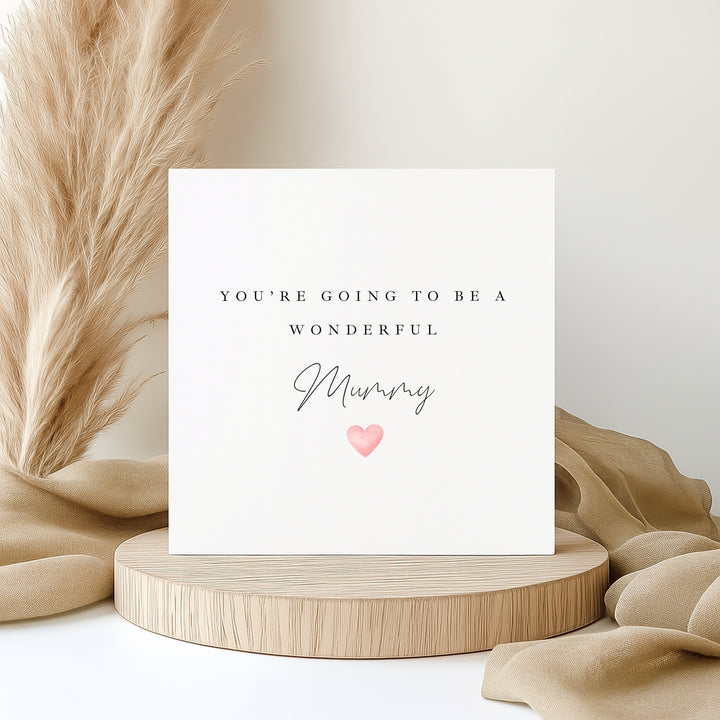 Wonderful Mummy Pink Heart Baby Shower Card