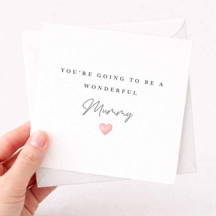 Wonderful Mummy Pink Heart Baby Shower Card