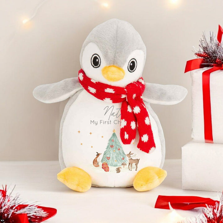 Personalised First Christmas Woodlands Reindeer/Penguin/Bunny Teddy