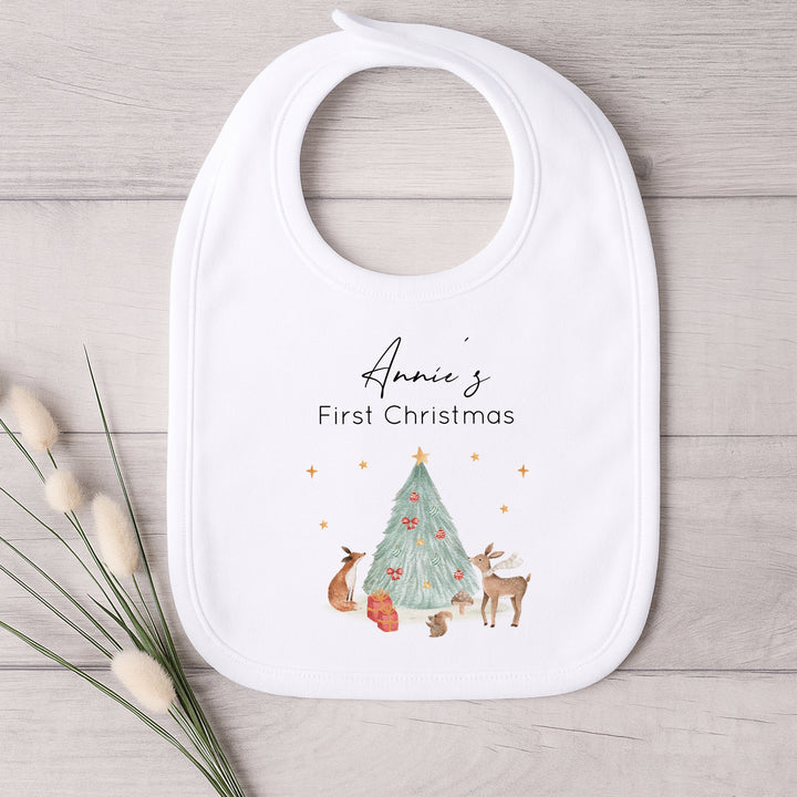 Personalised My First Christmas Woodland Baby Grow/Vest/Bib