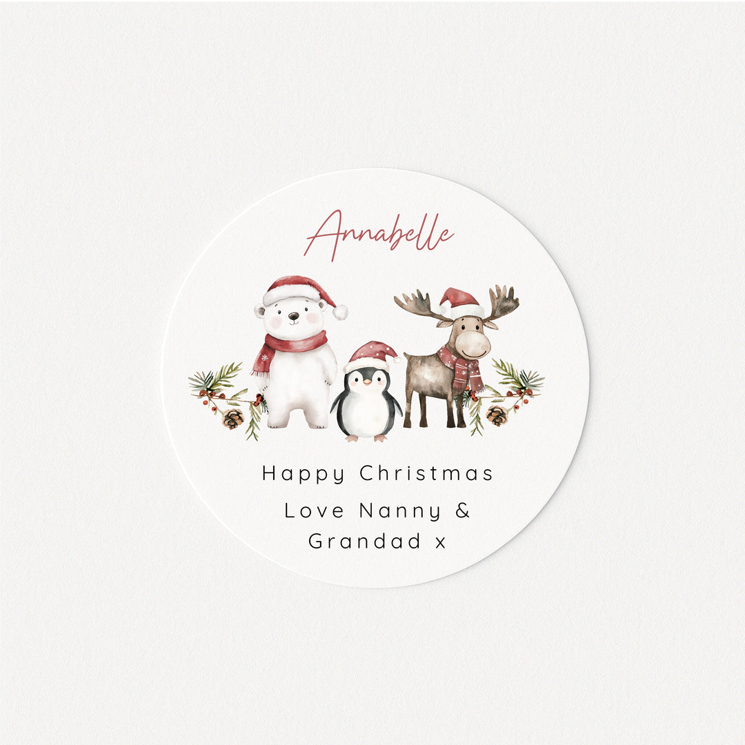 Personalised Woodland Animals Christmas Stickers