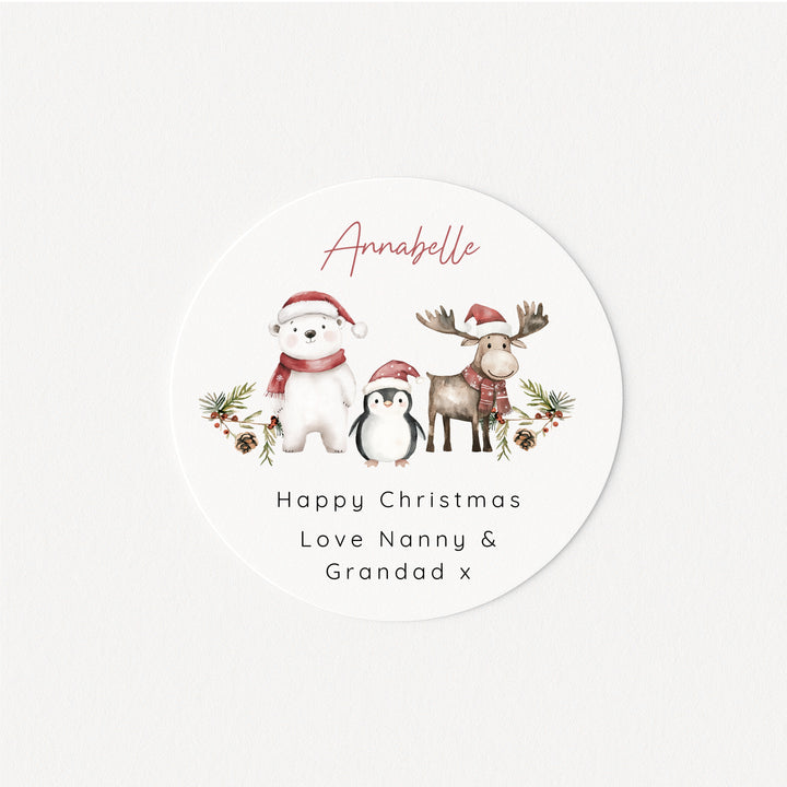 Personalised Woodland Animals Christmas Stickers