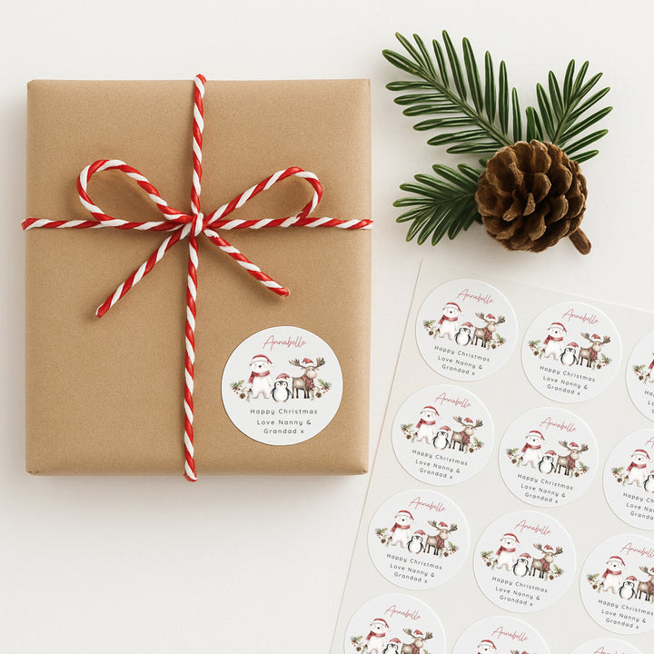 Personalised Woodland Animals Christmas Stickers