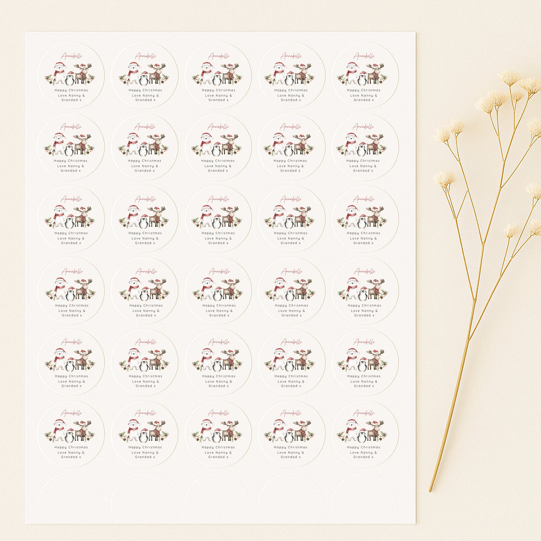 Personalised Woodland Animals Christmas Stickers