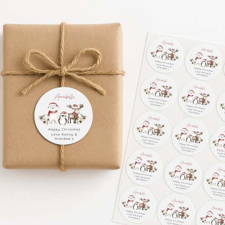 Personalised Woodland Animals Christmas Stickers