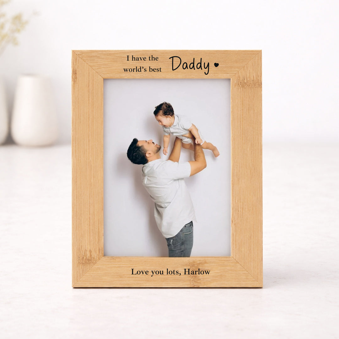 Personalised World's Best Daddy Engraved Bamboo Photo Frame