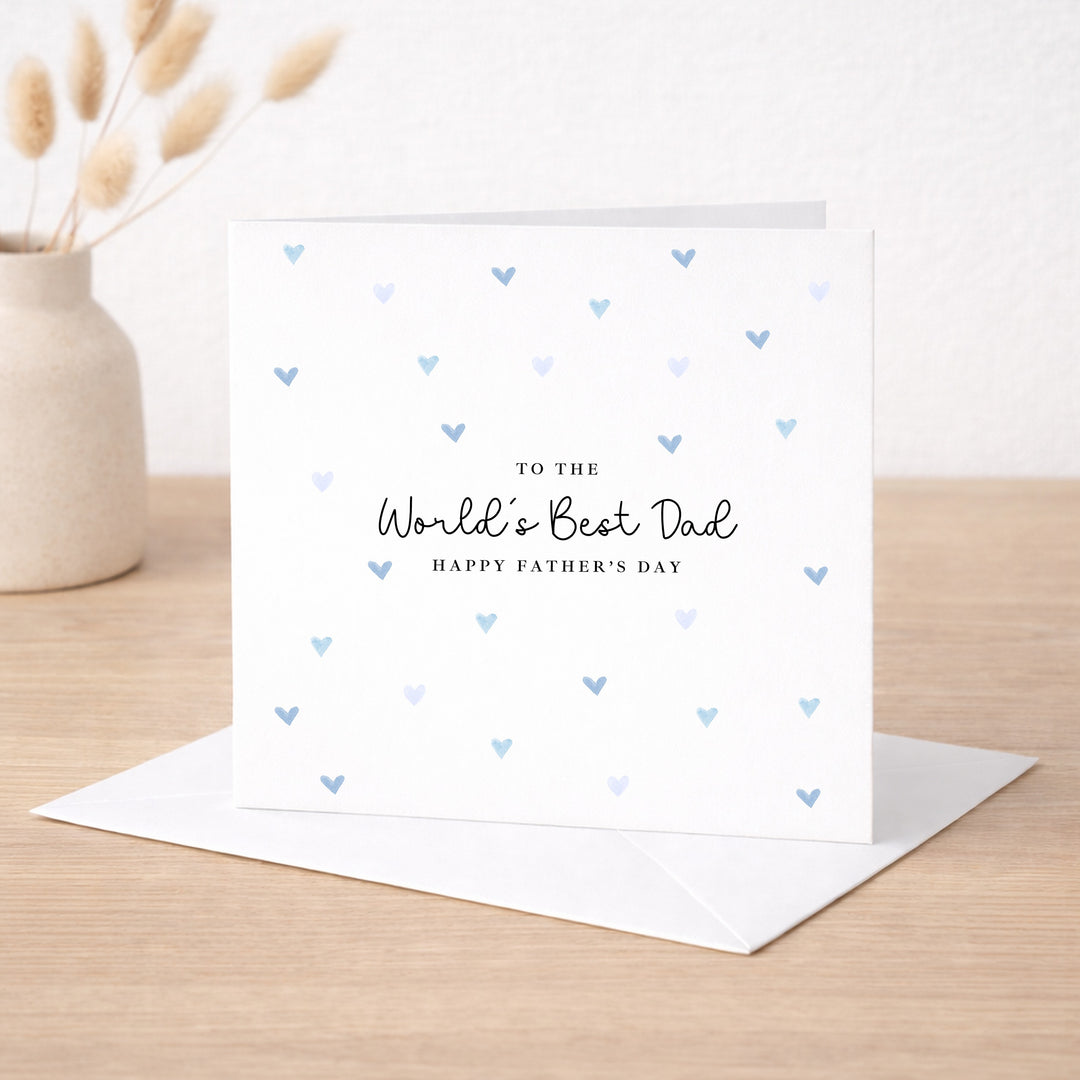 Blue Hearts World's Best Daddy Father's Day Card