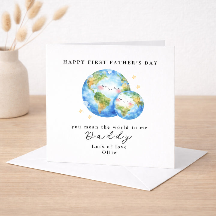 Personalised You Mean The World First Father's Day Card