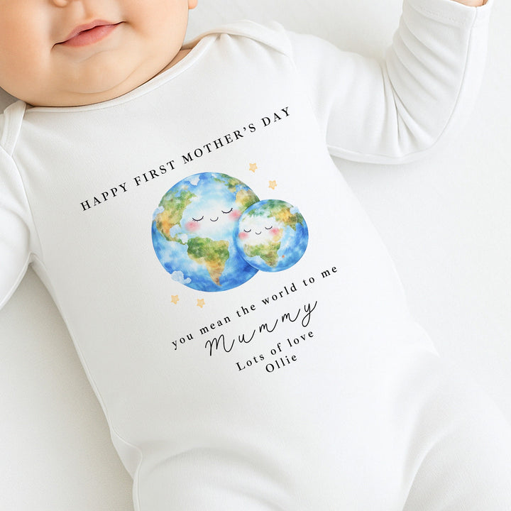 Personalised You Mean The World First Mother's Day Baby Grow, Vest or Bib