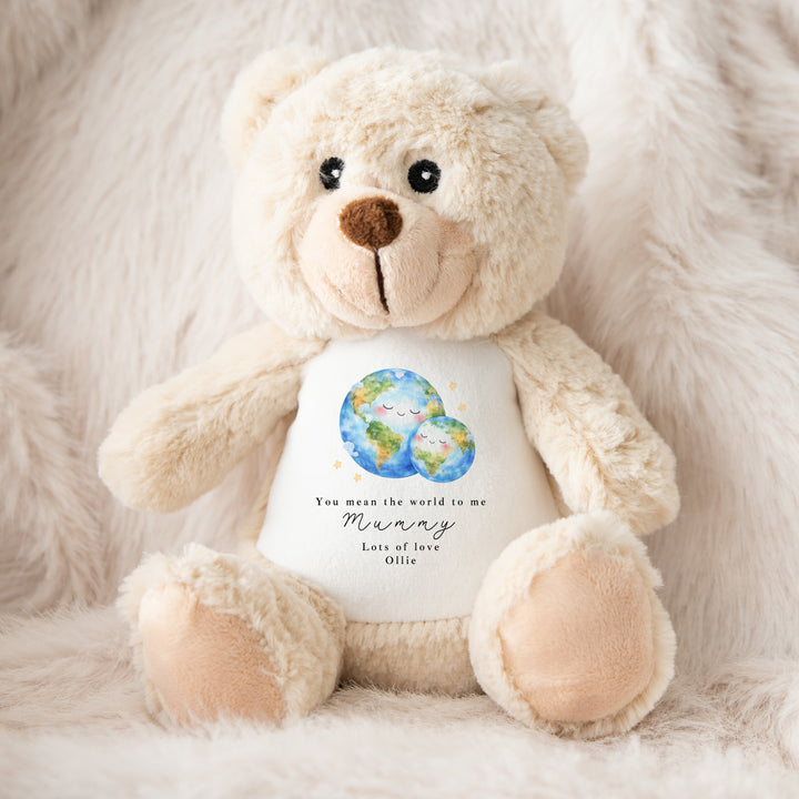 Personalised You Mean The World To Me Mummy Teddy