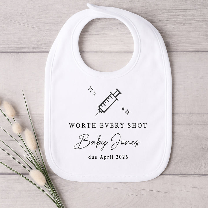 Personalised Worth Every Shot IVF Baby Announcement Vest