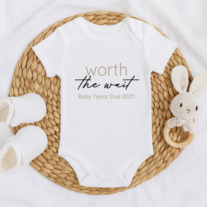 Personalised Worth The Wait Baby Announcement Vest