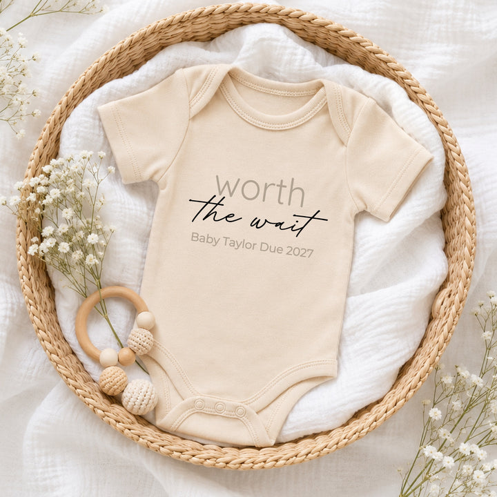 Personalised Worth The Wait Baby Announcement Vest