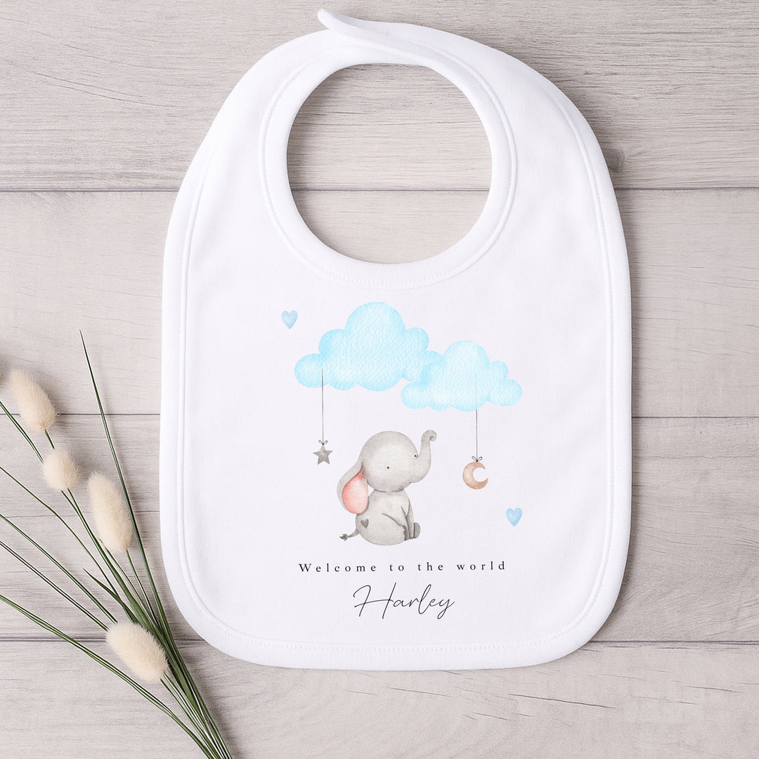 Personalised Blue Elephant Clouds Babygrow/Vest