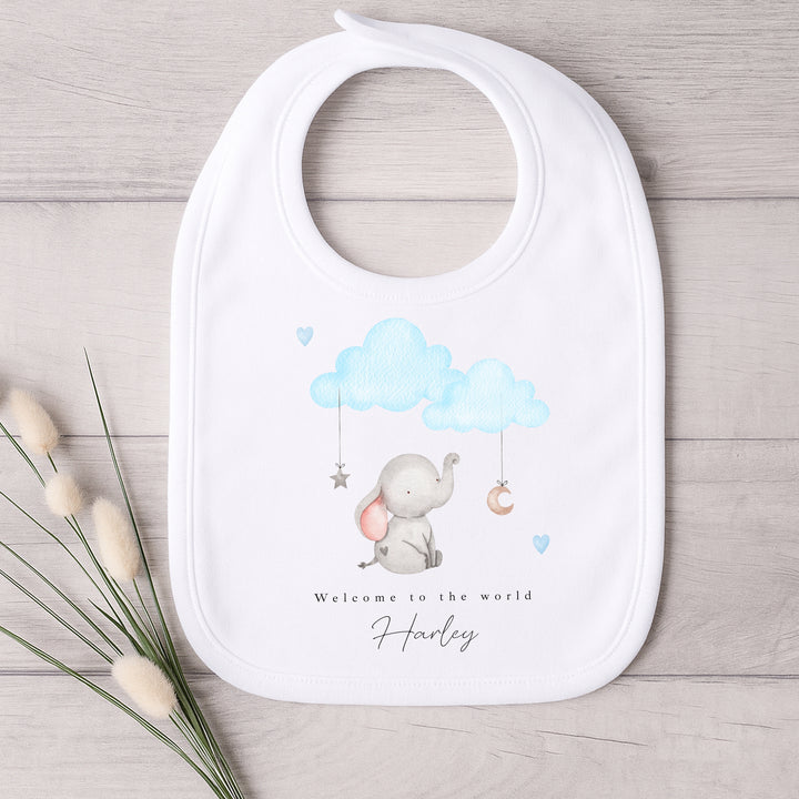 Personalised Blue Elephant Clouds Babygrow/Vest