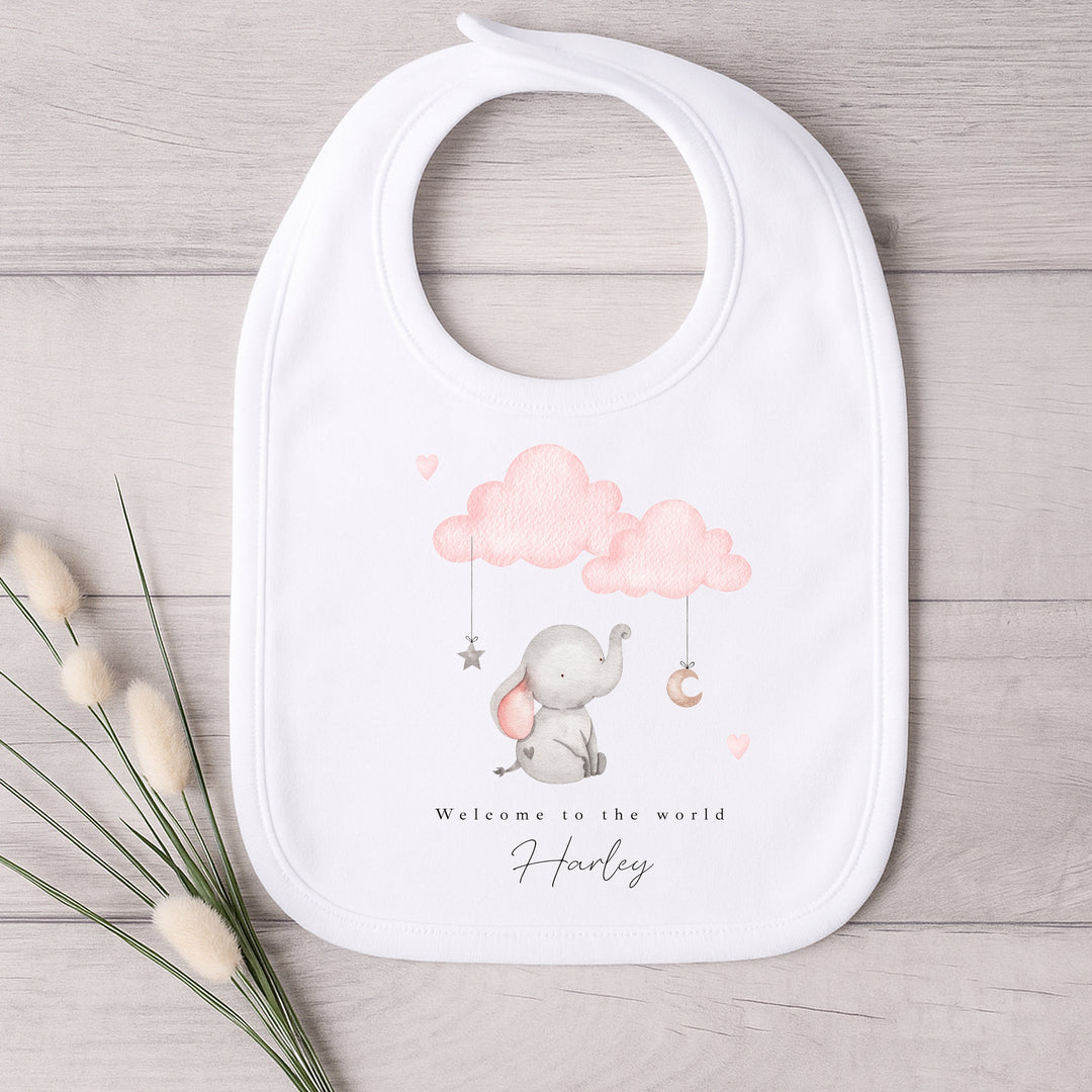 Personalised Pink Elephant Clouds Babygrow/Vest