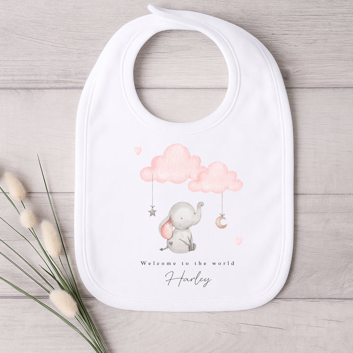 Personalised Pink Elephant Clouds Babygrow/Vest